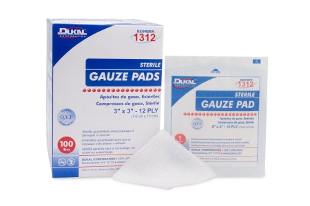 Dukal  1312 Gauze Sponge Dukal 3 X 3 Inch 1 per Pack Sterile 12-Ply Square