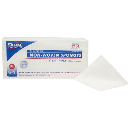 Dukal  2104 Nonwoven Sponge Clinisorb 4 X 4 Inch 200 per Pack NonSterile 4-ply Square