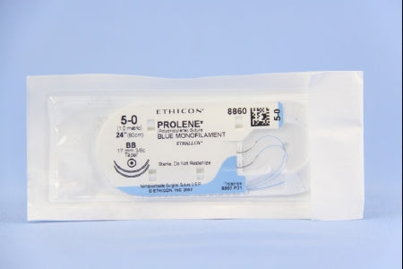 J & J Healthcare Systems  8860H Nonabsorbable Suture with Needle Prolene Polypropylene BB 3/8 Circle Taper Point Needle Size 5 - 0 Monofilament