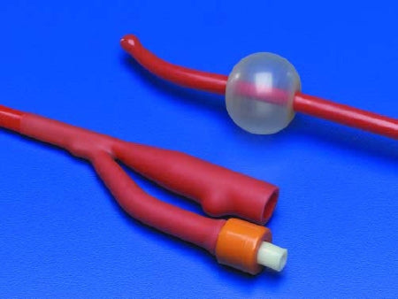 Cardinal  1514C Foley Catheter Ultramer 2-Way Coude Tip 5 cc Balloon 14 Fr. Hydrogel Coated Red Rubber