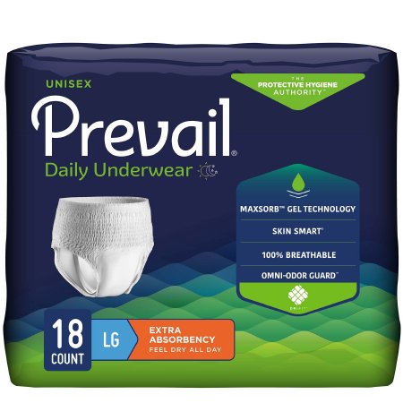 First Quality PV-513 Unisex Adult Absorbent Underwear Prevail Daily Underwear Pull On with Tear Away Seams Large Disposable Moderate Absorbency