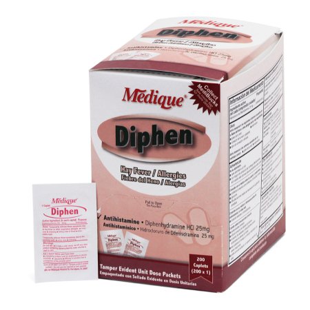 Medique Products  18447 Allergy Relief Diphen 25 mg Strength Tablet 200 Packets Per Box