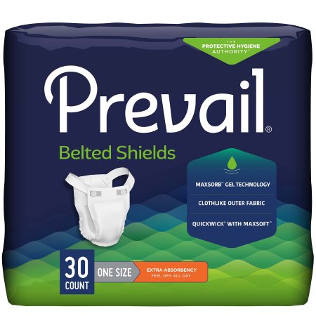 First Quality PV-324 Unisex Adult Incontinence Belted Undergarment Prevail Belted Shields Belted One Size Fits Most Disposable Light Absorbency