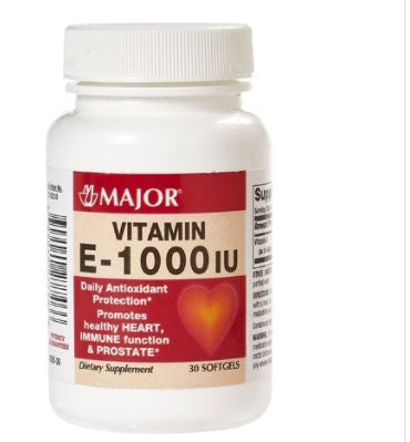 Major Pharmaceuticals  00904027760 Vitamin Supplement Major Vitamin E 1000 IU Strength Capsule 100 per Bottle