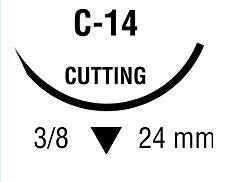 Covidien  SN-758 Nonabsorbable Suture with Needle Monosof~Dermalon Nylon C-14 3/8 Circle Reverse Cutting Needle Size 2 - 0 Monofilament