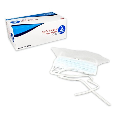 Dynarex 2206 Surgical Mask with Eye Shield Dynarex Pleated Tie Closure One Size Fits Most White NonSterile ASTM Level 1 Adult