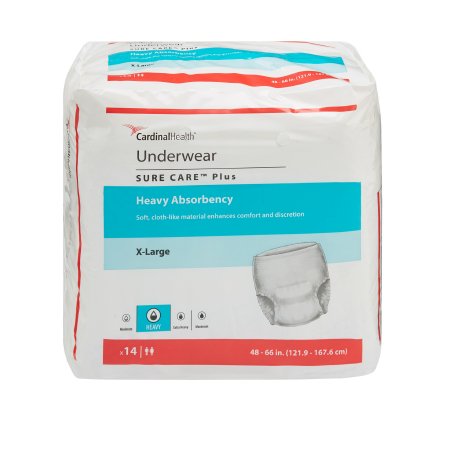 Cardinal 1625 Unisex Adult Absorbent Underwear Sure Care Plus Pull On with Tear Away Seams X-Large Disposable Heavy Absorbency