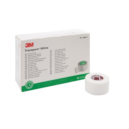 3M  1534-1 Medical Tape 3M Transpore White White 1 Inch X 10 Yard Plastic NonSterile