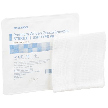 McKesson Brand 16-42441 Gauze Sponge McKesson 4 X 4 Inch 10 per Tray Sterile 12-Ply Square