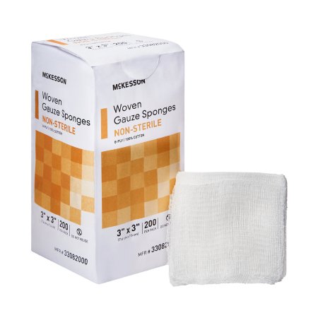 McKesson Brand 33082000 Gauze Sponge McKesson 3 X 3 Inch 200 per Pack NonSterile 8-Ply Square