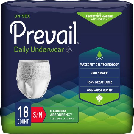 First Quality PVS-512 Unisex Adult Absorbent Underwear Prevail Pull On with Tear Away Seams Small / Medium Disposable Heavy Absorbency