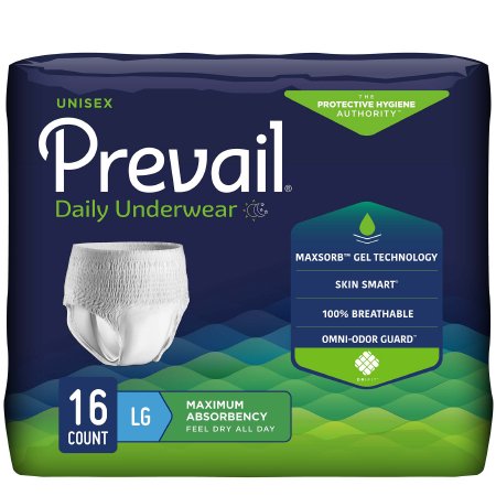 First Quality PVS-513 Unisex Adult Absorbent Underwear Prevail Pull On with Tear Away Seams Large Disposable Heavy Absorbency