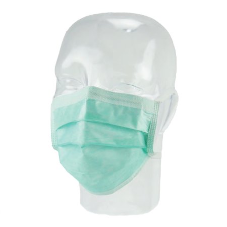 Aspen Surgical Products 15211 Surgical Mask Fog Shield Anti-fog Film Pleated Tie Closure One Size Fits Most Green NonSterile ASTM Level 1 Adult