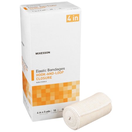 McKesson Brand 16-1033-4 Elastic Bandage McKesson 4 Inch X 5 Yard Hook and Loop Closure Tan NonSterile Standard Compression