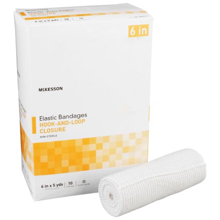 McKesson Brand 16-1033-6 Elastic Bandage McKesson 6 Inch X 5 Yard Hook and Loop Closure Tan NonSterile Standard Compression