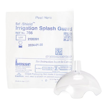 Busse Hospital Disposables  766 Irrigation Splash Guard Saf-Shield* 2 Exit Portals, Clear, Plastic, Angled Inlet, Sterile