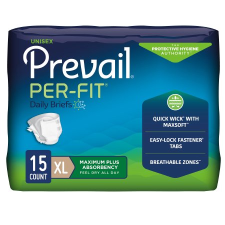 First Quality PF-014/1 Unisex Adult Incontinence Brief Prevail Per-Fit X-Large Disposable Heavy Absorbency