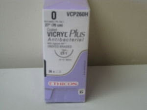 J & J Healthcare Systems  VCP260H Absorbable Antibacterial Suture with Needle Coated Vicryl Plus Polyglactin 910 with Irgacare MP Antibacterial Suture CT-1 1/2 Circle Taper Point Needle Size 0 Braided