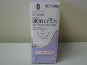 J & J Healthcare Systems  VCP340H Absorbable Antibacterial Suture with Needle Coated Vicryl Plus Polyglactin 910 CT-1 1/2 Circle Taper Point Needle Size 0 Braided