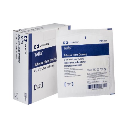 Cardinal  7551 Adhesive Dressing Telfa 6 X 6 Inch Nonwoven Square White Sterile