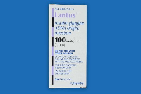 Aventis Pharmaceuticals  00088222033 Lantus Insulin Glargine, Human Recombinant Analog 100 U / mL Injection Multiple-Dose Vial 10 mL