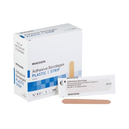 McKesson Brand 16-4823 Adhesive Strip McKesson 3/4 X 3 Inch Plastic Rectangle Tan Sterile