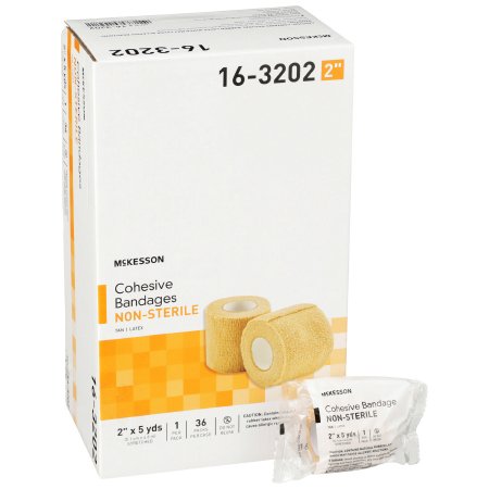 McKesson Brand 16-3202 Cohesive Bandage McKesson 2 Inch X 5 Yard Self-Adherent Closure Tan NonSterile Standard Compression