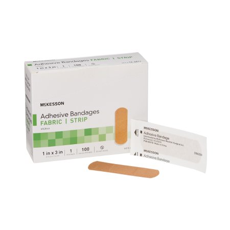 McKesson Brand 16-4811 Adhesive Strip McKesson 1 X 3 Inch Fabric Rectangle Tan Sterile