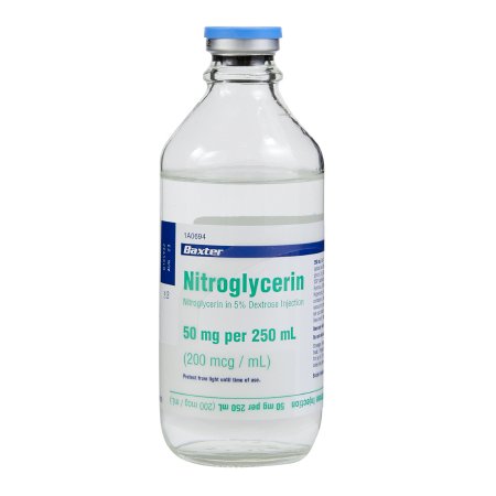 Baxter  1A0694 Nitroglycerin / Dextrose 5% 0.2 mg / mL Solution Infusion Bottle 250 mL