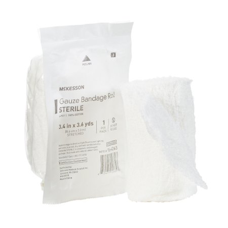 McKesson Brand 16-4263 Fluff Bandage Roll McKesson 3-2/5 Inch X 3-3/5 Yard 1 per Pack Sterile 6-Ply Roll Shape