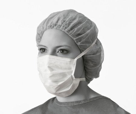 Medline NON27385 Surgical Mask Pleated Tie Closure One Size Fits Most White NonSterile Not Rated Adult