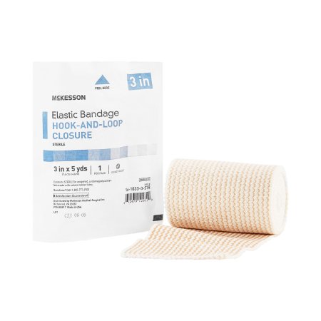 McKesson Brand 16-1033-3-STR Elastic Bandage McKesson 3 Inch X 5 Yard Hook and Loop Closure Tan Sterile Standard Compression