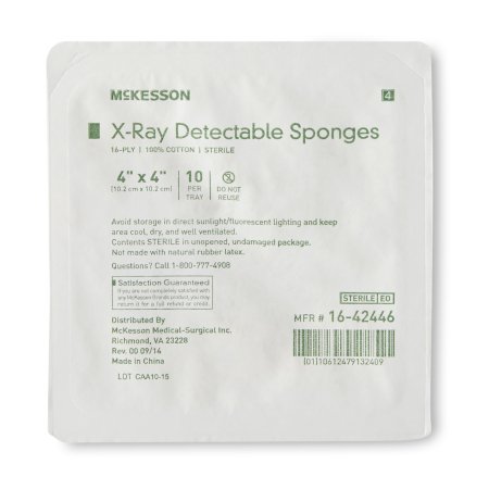 McKesson Brand 16-42446 Gauze Sponge McKesson 4 X 4 Inch 10 per Tray Sterile 16-Ply Square