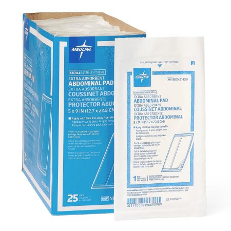 Medline  NON21450 Abdominal Pad 5 X 9 Inch 1 per Pack Sterile Rectangle