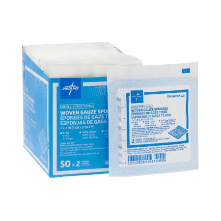 Medline  NON21420 Gauze Sponge 2 X 2 Inch 2 per Pack Sterile 8-Ply Square