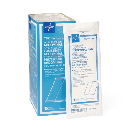 Medline  NON21454 Abdominal Pad 8 X 10 Inch 1 per Pack Sterile Rectangle