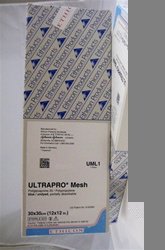 J & J Healthcare Systems  UML1 Hernia and Fascial Deficiencies Repair Mesh UltraPro Partially Absorbable Polypropylene / Poliglecaprone-25 12 X 12 Inch Square Style Undyed with Blue Striping Sterile