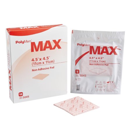 Ferris Manufacturing  5045 Foam Dressing PolyMem Max 4-1/2 X 4-1/2 Inch Without Border Film Backing Nonadhesive Square Sterile