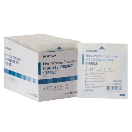 McKesson Brand 16-42224 Nonwoven Sponge McKesson 2 X 2 Inch 2 per Pack Sterile 4-Ply Square