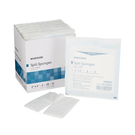 McKesson Brand 16-42046 Split Sponges McKesson 4 X 4 Inch Sterile 6-Ply