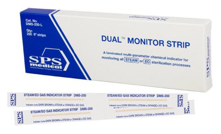 SPS Medical Supply  DMS-250-L Dual Monitor Sterilization Chemical Indicator Strip Steam / EO Gas 8 Inch