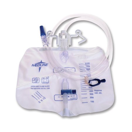 Medline  DYND15205 Urinary Drain Bag Medline Anti-Reflux Valve Sterile Fluid Path 2000 mL Vinyl