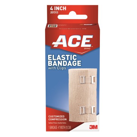 3M  207313 Elastic Bandage 3M ACE 4 Inch Width Clip Detached Closure Tan NonSterile Standard Compression