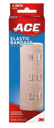 3M  207315 Elastic Bandage 3M ACE 6 Inch X 5-1/3 Foot Clip Detached Closure Tan NonSterile Standard Compression