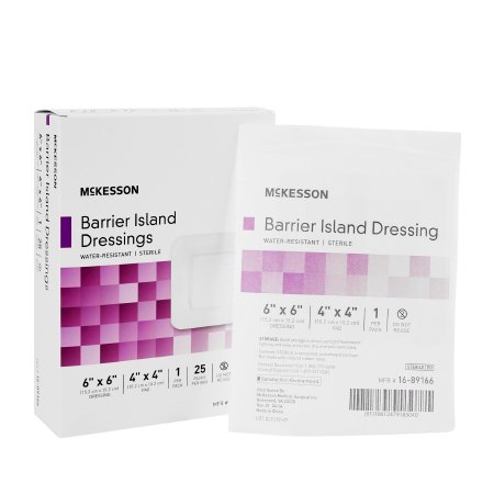 McKesson Brand 16-89166 Composite Dressing McKesson 6 X 6 Inch Square Sterile Water Resistant Film Backing