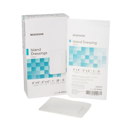 McKesson Brand 16-89046 Adhesive Dressing McKesson 4 X 6 Inch Polypropylene / Rayon Rectangle White Sterile