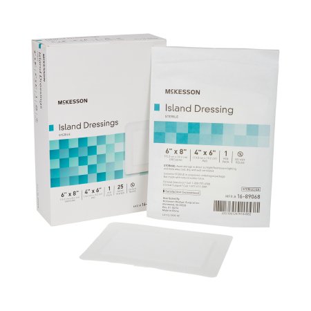 McKesson Brand 16-89068 Adhesive Dressing McKesson 6 X 8 Inch Polypropylene / Rayon Rectangle White Sterile