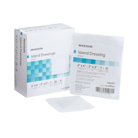 McKesson Brand 16-89044 Adhesive Dressing McKesson 4 X 4 Inch Polypropylene / Rayon Square White Sterile