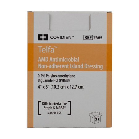 Cardinal  7665 Antibacterial Island Dressing Telfa AMD 4 X 5 Inch Rectangle Sterile