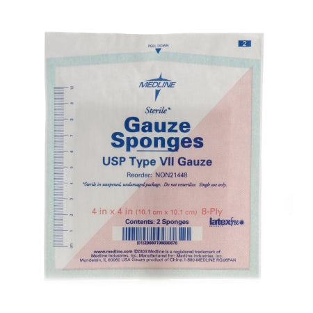 Medline  NON21448 Gauze Sponge 4 X 4 Inch 2 per Pack Sterile 8-Ply Square